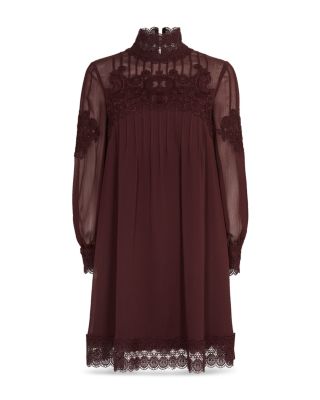 Ted Baker Anneah High Neck Lace-Inset Tunic Dress | Bloomingdale's