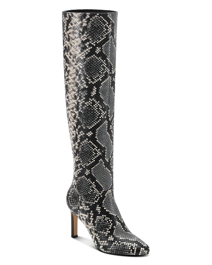 Marc Fisher Ltd Women's Zadia Snake-embossed High-heel Boots In Black