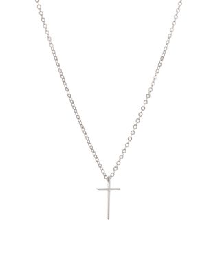 Bloomingdale's Fine Collection - Swedged Cross Pendant Necklace in Sterling Silver, 18" - Exclusive