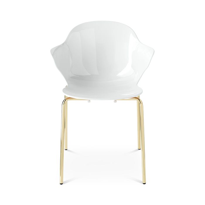 Shop Calligaris St. Tropez Chair In Glossy Optic White/polished Brass