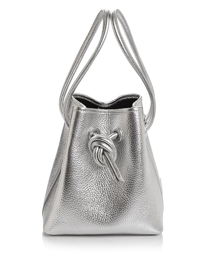 Vasic Bond Small Leather Bucket Bag In Silver