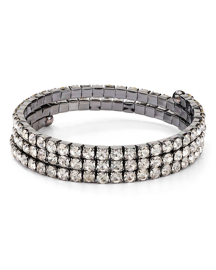 Aqua Crystal Coil Bracelet In Black