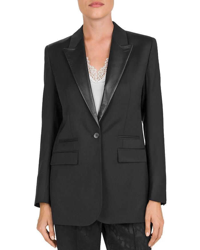 THE KOOPLES One-Button Leather-Lapel Blazer,FVES19013K