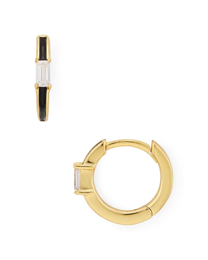 Argento Vivo Huggie Hoop Earrings In 18k Gold-plated Sterling Silver In Black/gold