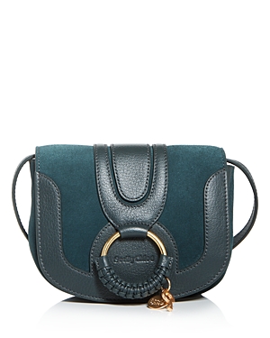 See By Chloé See By Chloe Hana Mini Suede & Leather Crossbody In Nightfall Green/gold