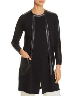 NIC and ZOE - Faux-Leather-Trim Knit Jacket