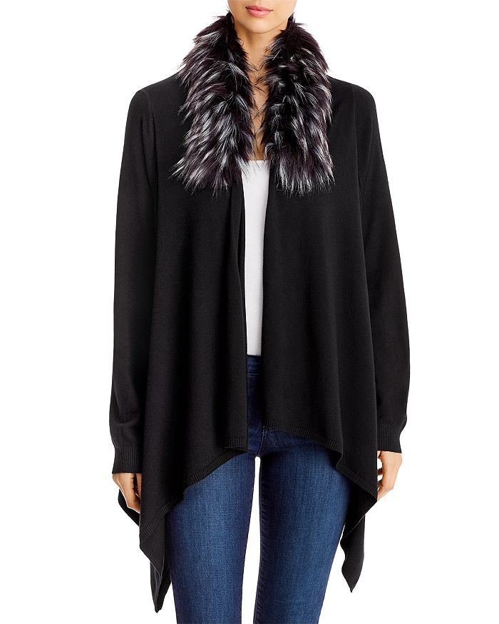 Sioni Faux Fur Collar Open Cardigan Bloomingdale s
