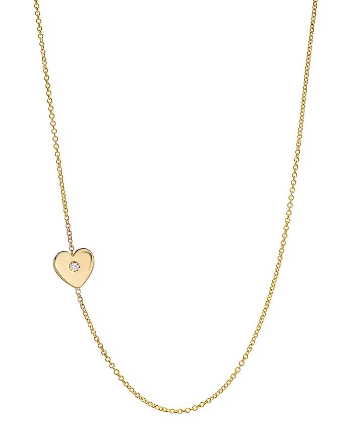 Zoe Lev 14k Yellow Gold Diamond Heart Station Necklace, 18 In White/gold