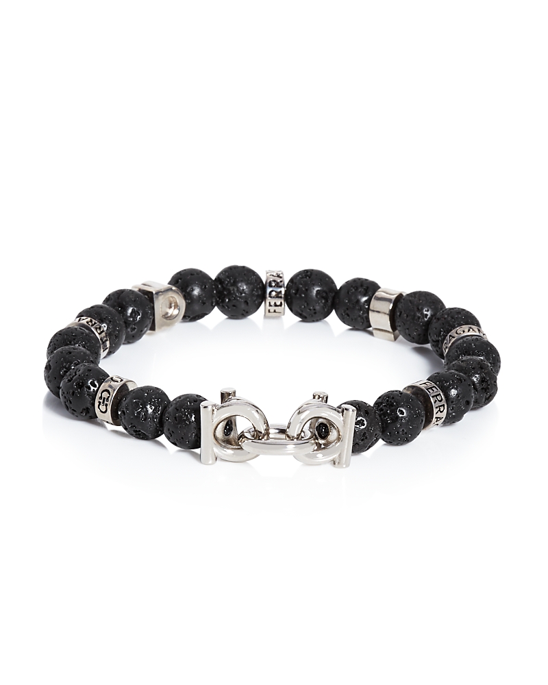 Salvatore Ferragamo Men’s Gancini Lava Beads Bracelet