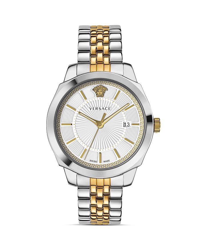 Versace Icon Classic Two-tone Watch, 42mm In White/multi