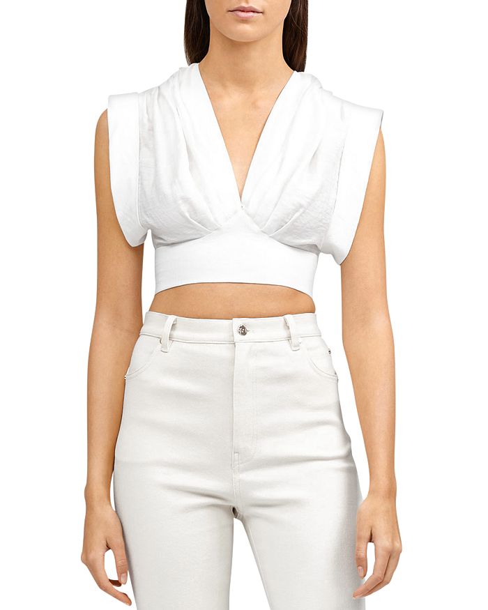 Acler Eudon Cap-sleeve Crop Top In Ivory