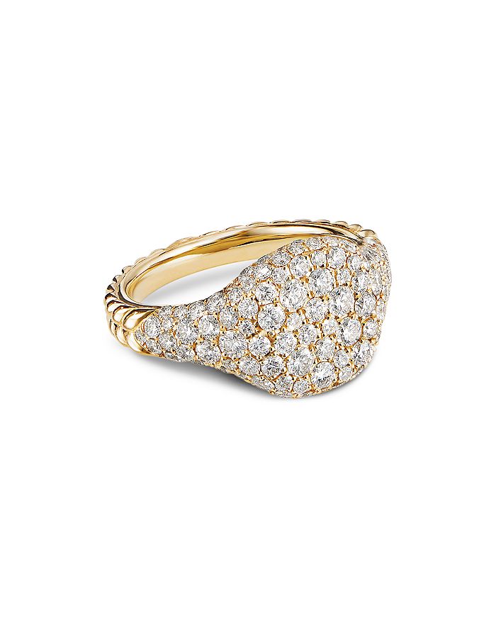 David Yurman 18k Yellow Gold Or 18k White Gold Mini Chevron Pinky Ring With Pave Diamonds In White/gold
