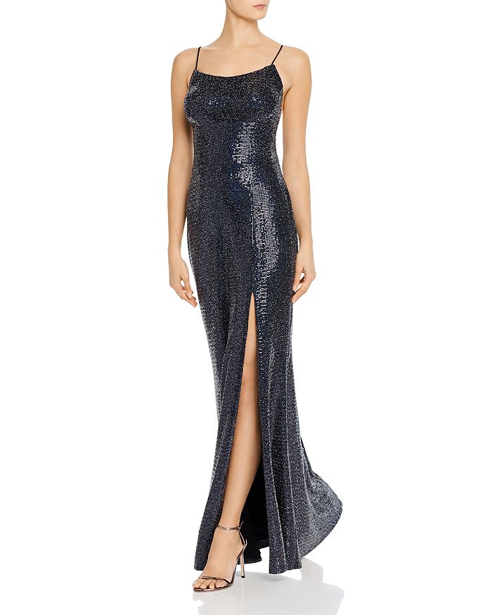 Aqua Embellished Hologram Gown - 100% Exclusive In Black/navy