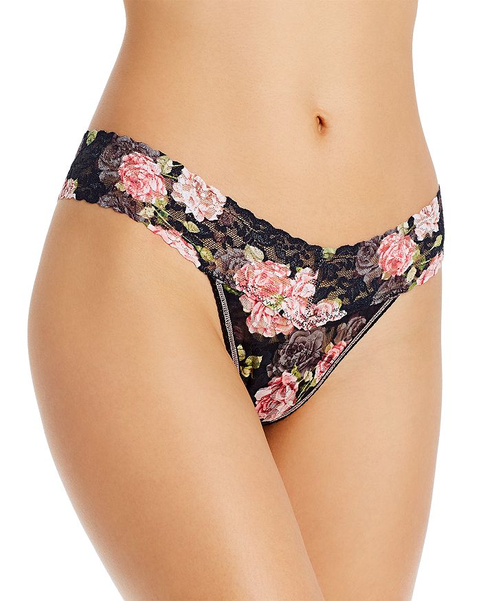 Hanky Panky Low-rise Printed Lace Thong In Shadow Rose