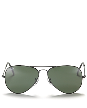 Ray Ban Ray-ban Original Brow Bar Aviator Sunglasses, 58mm In Black/green Solid