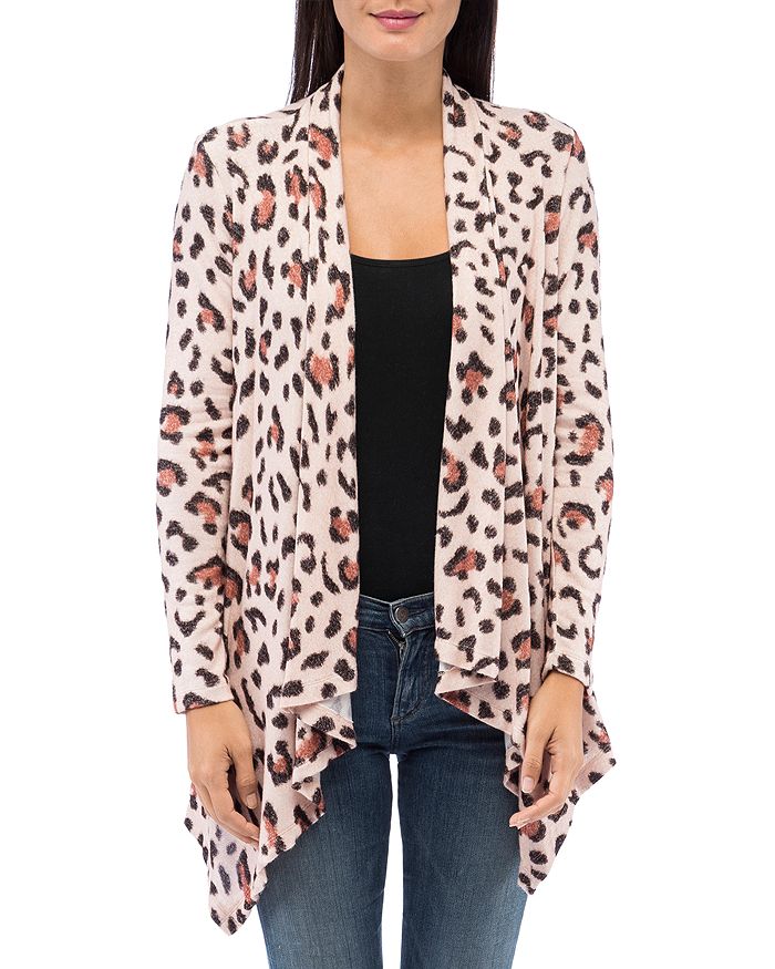 B Collection by Bobeau Amie Leopard Print Open Waterfall Cardigan
