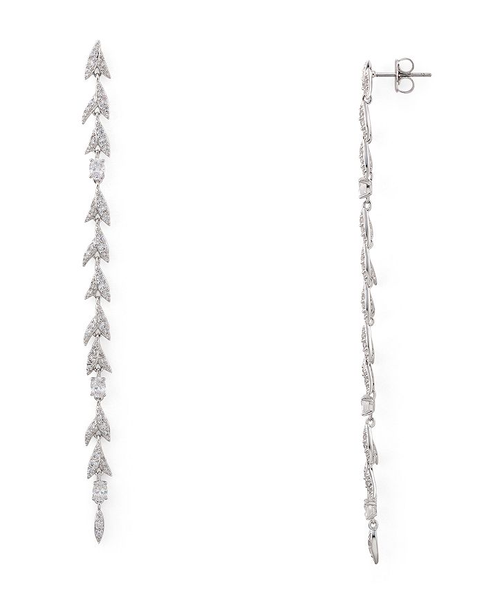Nadri Liv Leaf Linear Earrings In Silver