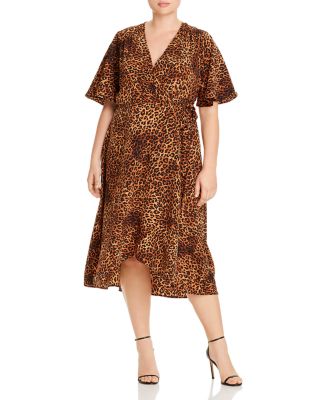 B Collection By Bobeau Curvy Orna Leopard Print Midi Wrap Dress ...