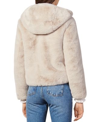 sandro faux fur hooded jacket