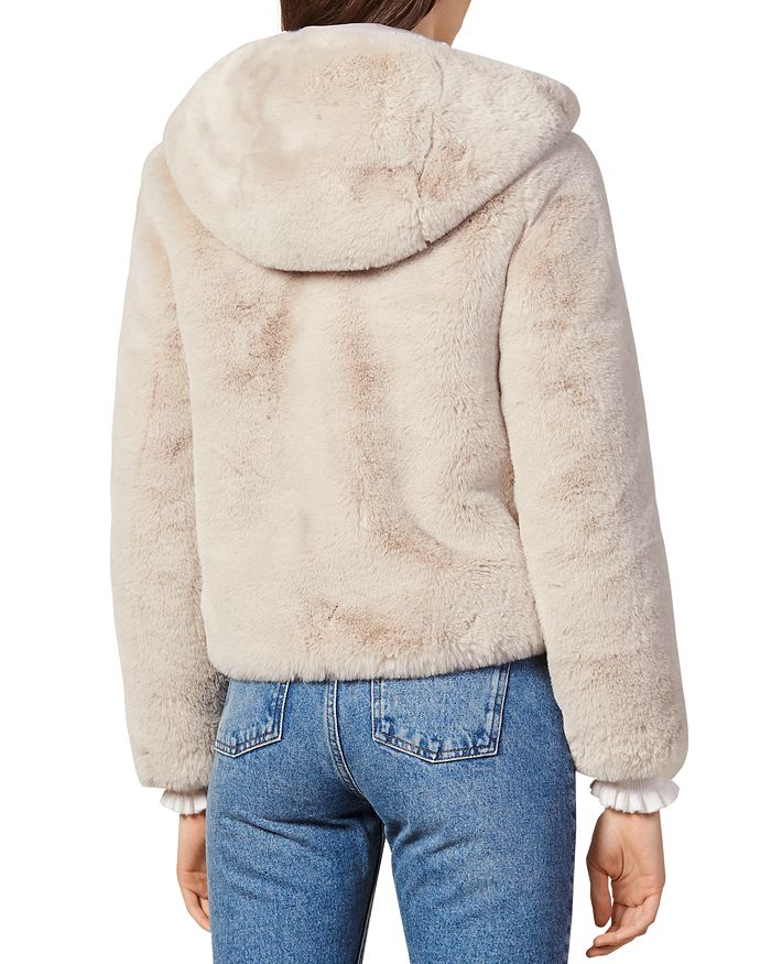 SANDRO MIRAGE HOODED FAUX-FUR COAT