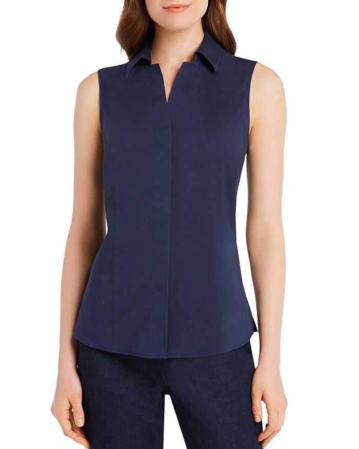 Foxcroft Taylor Sleeveless Non-iron Stretch Shirt In Navy