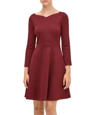 fitted lace wedding dress SPANX Red Ponte Long Sleeve Mini Dress
