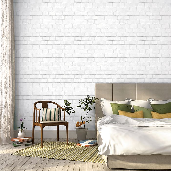 Tempaper Brick Self-adhesive, Removable Wallpaper, Double Roll In White