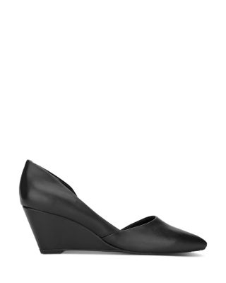 black wedge court shoes