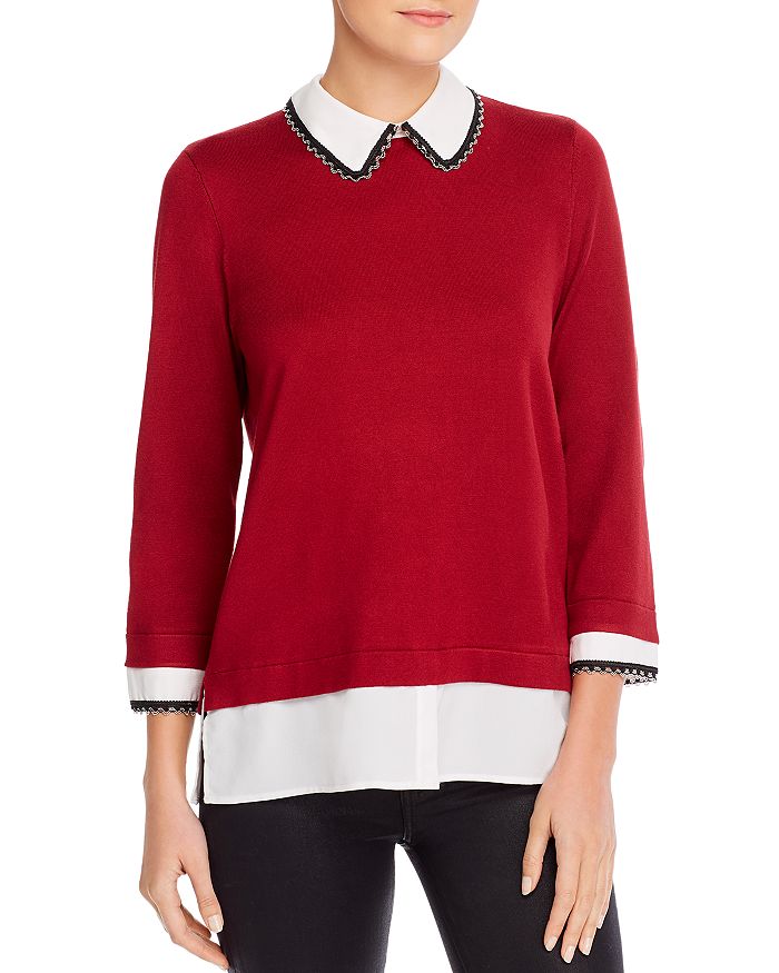 Faux shirt under sweater 2025