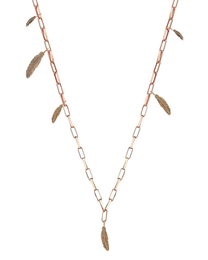 Kismet By Milka 14k Rose Gold Asymmetrical Feather Chain Necklace, 24