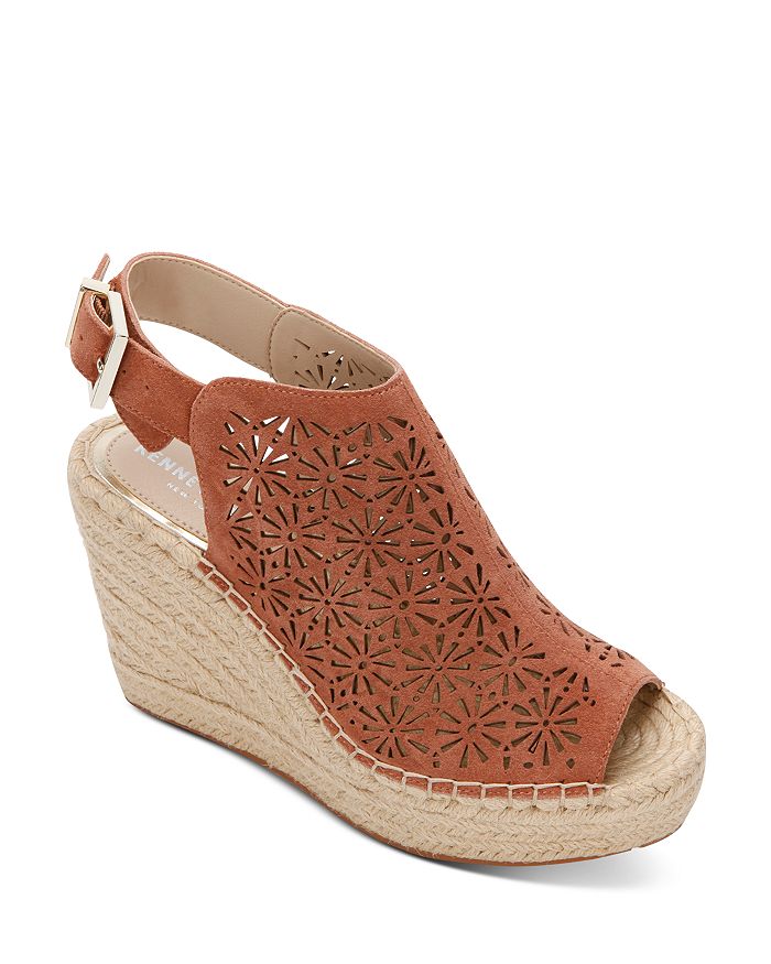 Kenneth Cole Women's Olivia Perforated Espadrille Wedge Heel Sandals ...