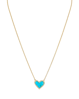 Kendra Scott Ari Heart Short Pendant Necklace, 15 In Gold/turquoise