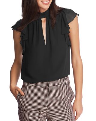 1.STATE - Flutter-Sleeve Keyhole Top