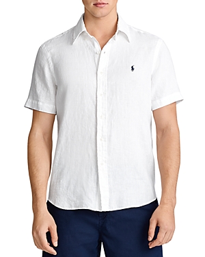 Shop Polo Ralph Lauren Classic Fit Short-sleeve Linen Shirt In White