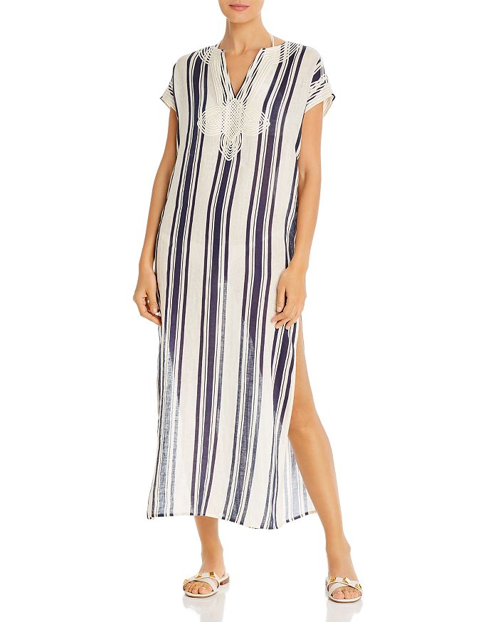 Tory Burch Awning Stripe Caftan Dress | Bloomingdale's