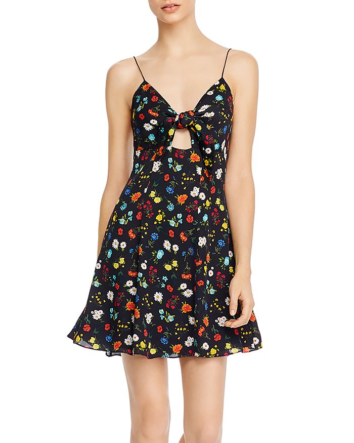 ALICE AND OLIVIA ALICE + OLIVIA ROE TIE-FRONT FLORAL DRESS,CC912P44531