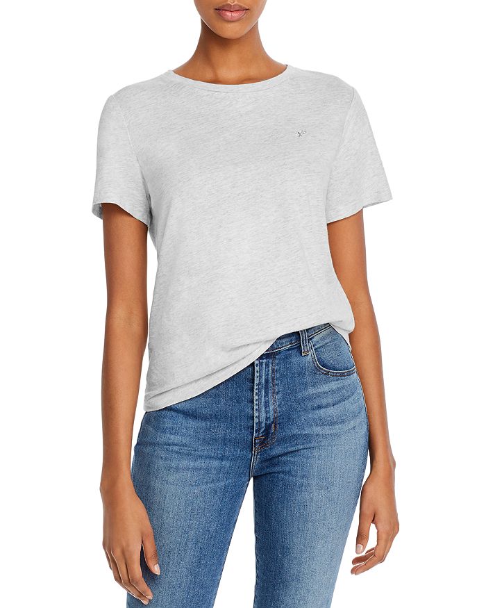 Rebecca Taylor La Vie  Embroidered Short-sleeve Tee In Heather Grey