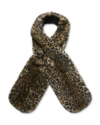 leopard print faux fur scarf