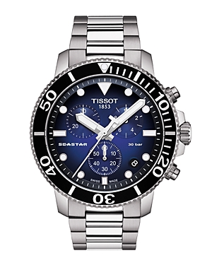 Shop Tissot Seastar 1000 Blue-dial Chronograph, 45.5mm In Black/blue/silver