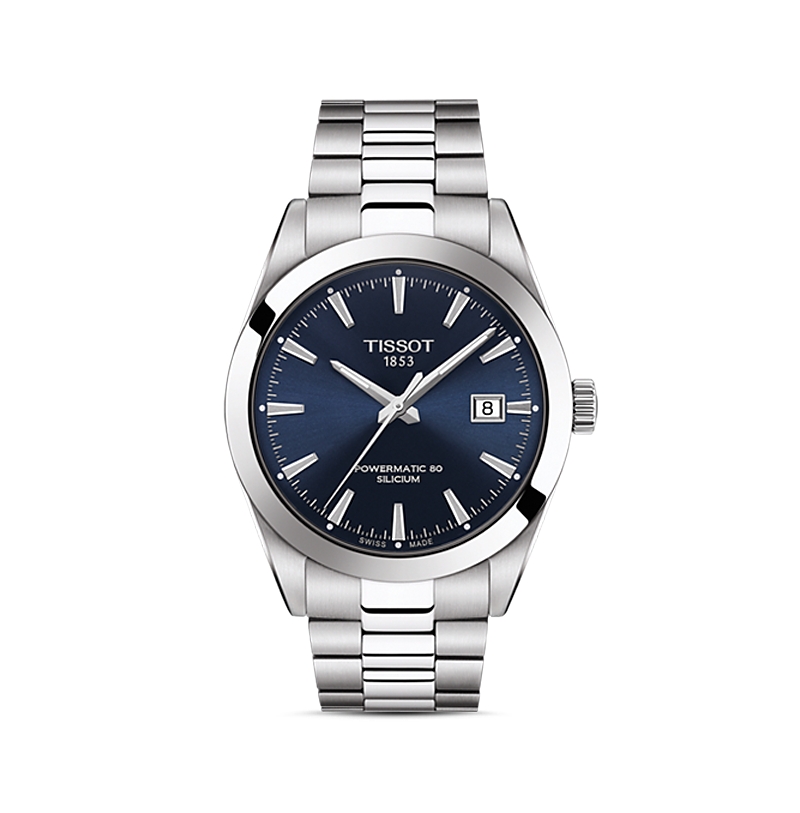 Tissot T127.407.11.041.00 Gentleman 80 Silicium Stainless Steel Automatic Watch In Blue/silver