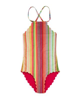 PQ Swim - Girls' Reversible Scalloped One-Piece Swimsuit, Little Kid, Big Kid - Exclusive