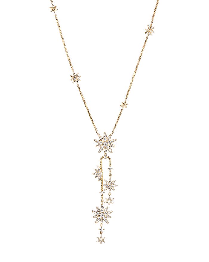 David Yurman 18K Yellow Gold Diamond Starburst Cluster Necklace