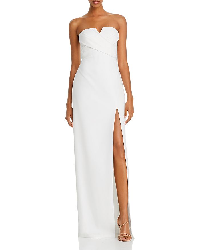 Aidan Mattox Aidan By  Strapless Crepe Gown In Ivory