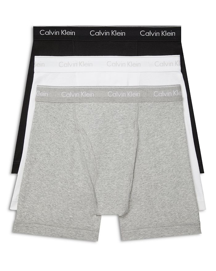 Shop Calvin Klein Cotton Boxer Briefs, Pack Of 3 In Gray/black/white