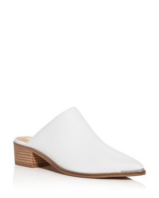 pointed toe block heel mules