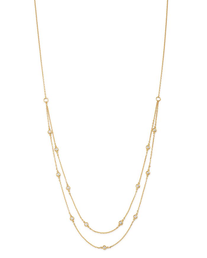 Bloomingdale's Diamond Double Strand Station Necklace In 14k Yellow Gold, 0.29 Ct. T.w. - 100% Exclusive In White/gold