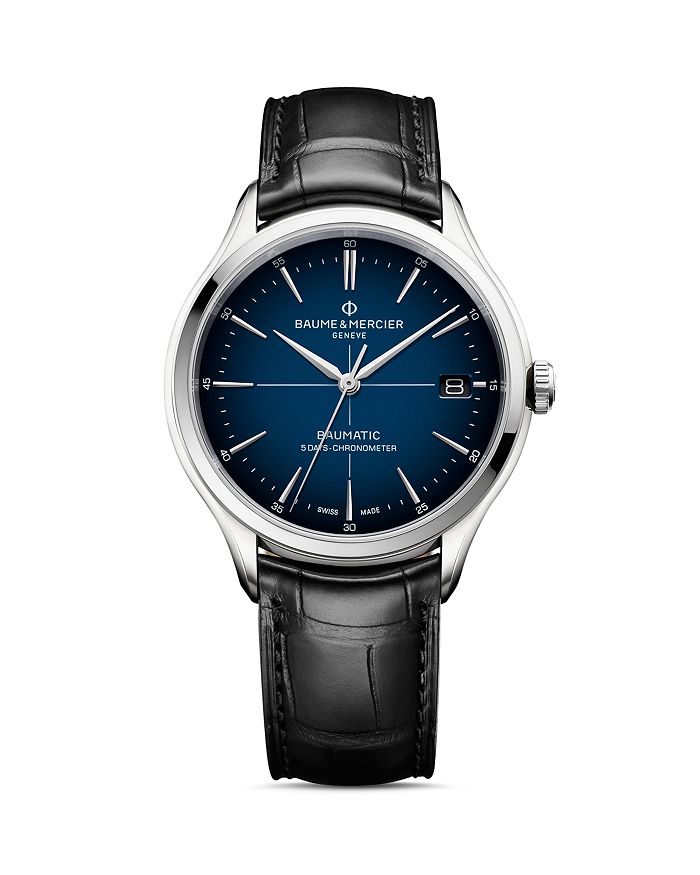 Shop Baume & Mercier Clifton Baumatic Watch, 40mm In Blue/black