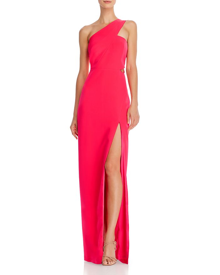 Aidan Mattox Aidan By  One-shoulder Crepe Cutout Gown - 100% Exclusive In Neon Coral