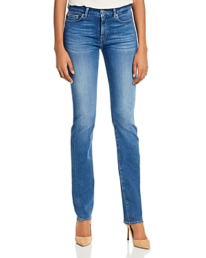 Shop 7 For All Mankind Slim Illusion Kimmie Mid Rise Straight Jeans In Luxe Love Story