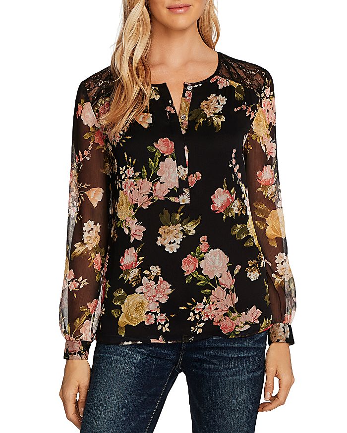 VINCE CAMUTO BEAUTIFUL BLOOMS FLORAL TOP,9120025